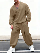 Men's Solid Color Casual Two Pieces Outfit SKUL45418