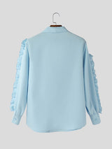 Men's Deconstructed Ruffle Long Sleeve Shirt SKUL42543
