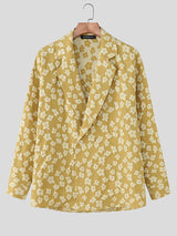 Men's Jacquard Texture Double Breasted Long Sleeve Blazer SKUL25809