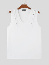 Mens Metal Button U-Neck Sleeveless Tank SKUK76534