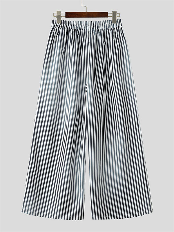 Mens Striped Wide-Leg Casual Pant SKUL10698