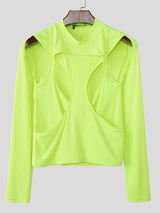 Men's Deconstructed Cut Design Long Sleeve T-shirt SKUL51950