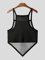 Mens Sheer Mesh Textured Square Neck Tank SKUL11725