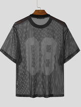 Mens Numeric Print Sheer Long-Sleeve T-Shirt SKUK89196