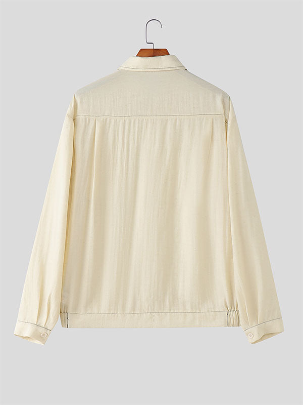 Men's Solid Color Casual Long Sleeve Shirt SKUL31994