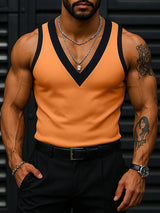Mens Colorblock V-Neck Casual Tank SKUL15206