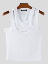 Mens Textured Stretch Two-Piece Cropped Tank SKUL13710