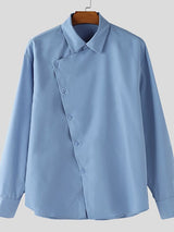 Men's Minimalist Asymmetrical Placket Long Sleeve Shirt SKUL45277