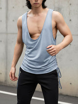 Men's Party Style Shiny Low Neck Tank SKUL51920