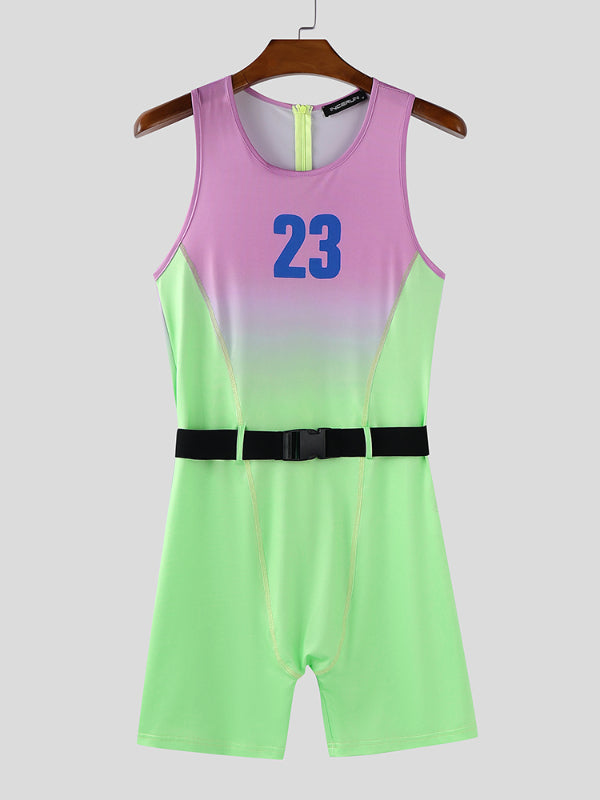 Men's Gradient Number Print Bodysuit SKUL18673