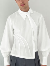 Men's Deconstructed Asymmetric Placket Design Long Sleeve Shirt SKUL43599