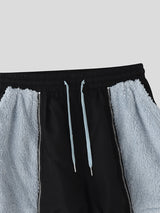 Men's Colorblock Plush Casual Short SKUL23639