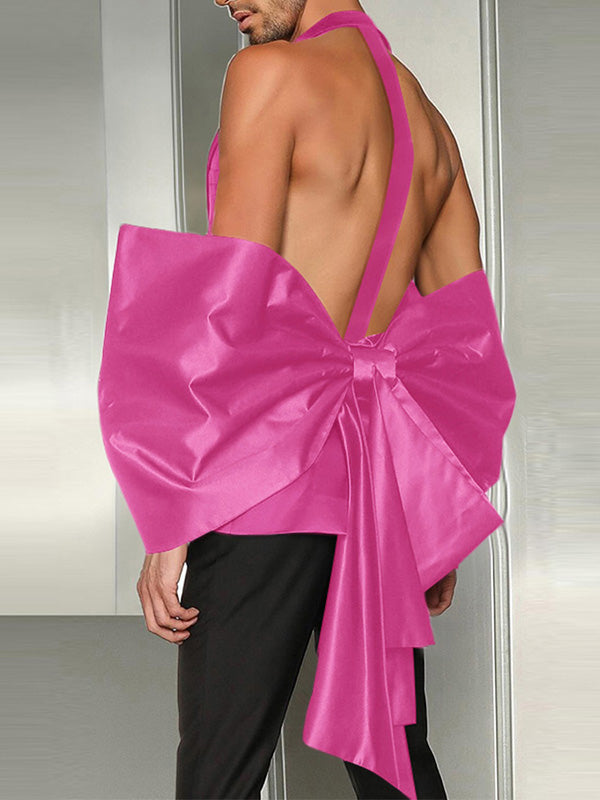 Mens Bow Detail Satin Sleeveless Tank SKUK83297