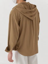 Men's Solid Color Hooded Long Sleeve Shirt SKUL45108