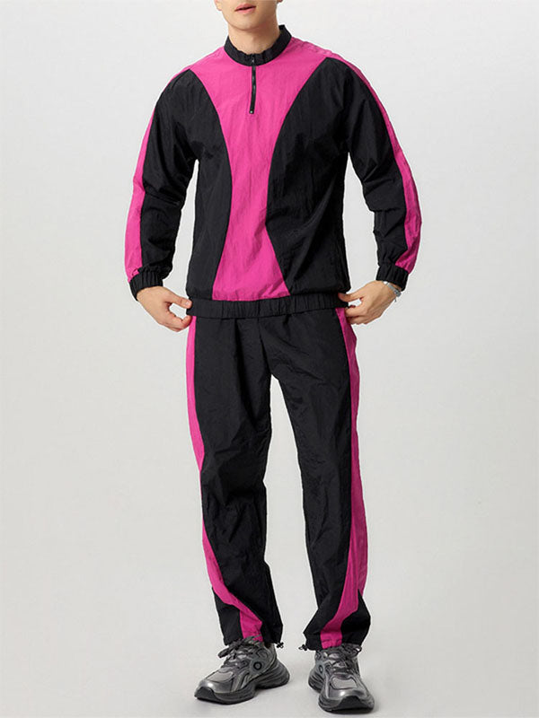 Mens Athletic Color-Block Patchwork Two Pieces Outfit SKUK80446