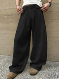 Mens Solid Casual Wide-Legged Pants SKUK61850