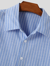 Mens Striped Loose Long Sleeve Shirt SKUL03654