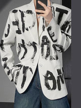 Mens Hand-Painted Letter Design Long-Sleeve Blazer SKUK92691