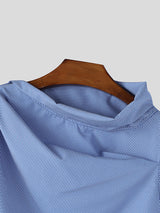 Men's Avant-Garde Asymmetrical Cowl Neck Draped Textured Longline Tank SKUL60004