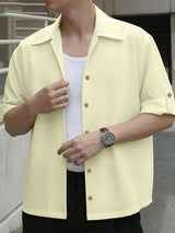 Men's Solid Color Casual Short Sleeve Shirt SKUL39365