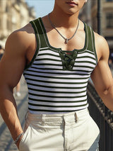 Men's Stripe Contrast Color Casual Tank SKUL47888