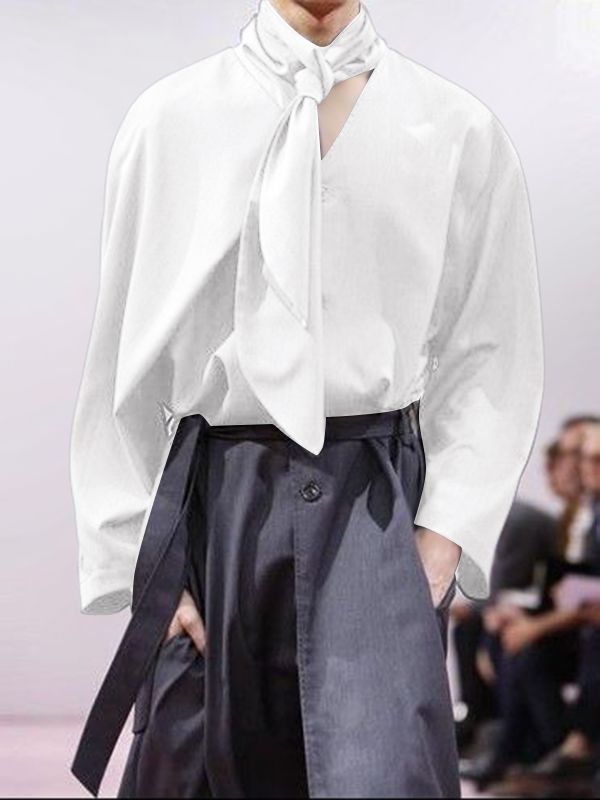 Men's Deconstructed Tie Long Sleeve Shirt SKUL32846