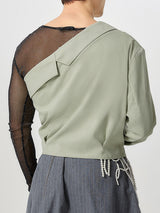 Mens One-Shoulder Cropped Design Long-Sleeve Blazer SKUK83119