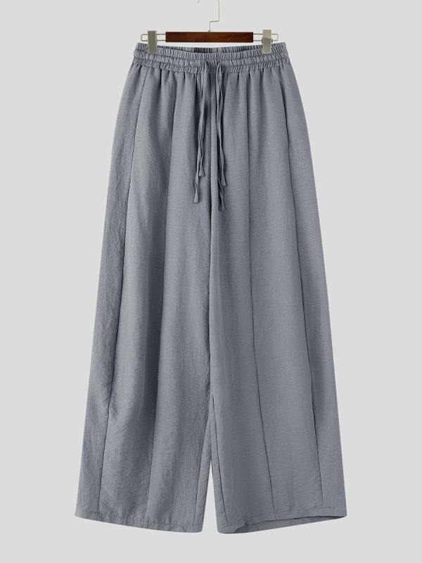 Men's Harajuku Vintage Crinkled Texture Detail Elastic Waist Baggy Pant SKUL71341