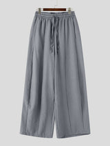 Men's Harajuku Vintage Crinkled Texture Detail Elastic Waist Baggy Pant SKUL71341