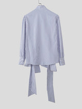 Men's 3D Floral Decor Striped Bow Long Sleeve Shirt SKUL47643