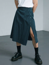 Men's Solid Color Striped Split Skirt SKUL23906