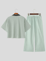 Men's Floral Print Colorblock Two Pieces Outfit SKUL15181