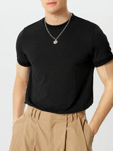 Mens Solid Rib-Knit Short Sleeve T-Shirt SKUK11603