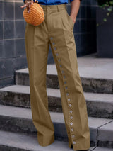 Men's Avant-Garde Diagonal Multi-Button Detail High-Waisted Wide-Leg Pant SKUL66088