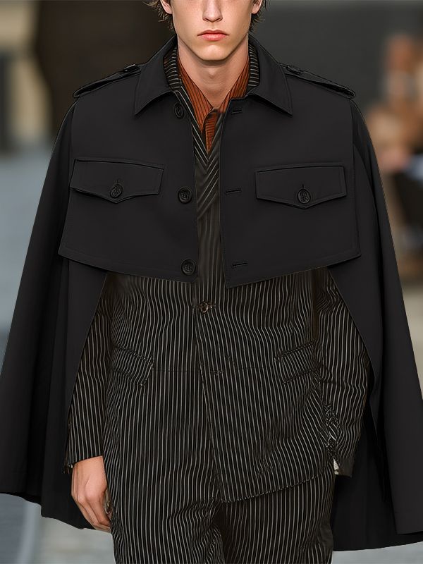 Men's Solid Deconstructed Cropped Cloak SKUL29726