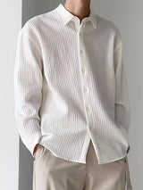 Mens Striped Solid Color Long Sleeve Shirt SKUK70553