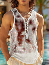 Mens Hollow-Out Mesh Drawstring Casual Tank SKUL17030
