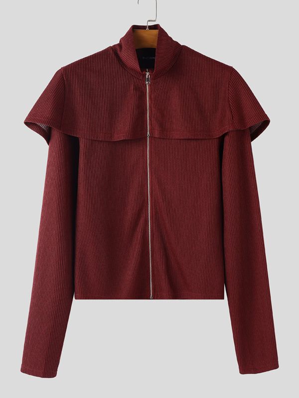 Men's Textured Zip Long Sleeve Sweater SKUL36511