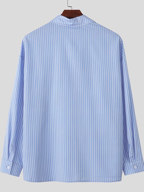 Men's Fun Print Stripe Long Sleeve Shirt SKUL39780