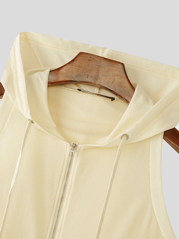 Mens Solid Color Sheer Mesh Hooded Tank SKUL10706