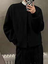 Men's Solid Color Loose Versatile Long Sleeve Cardigan SKUL37704