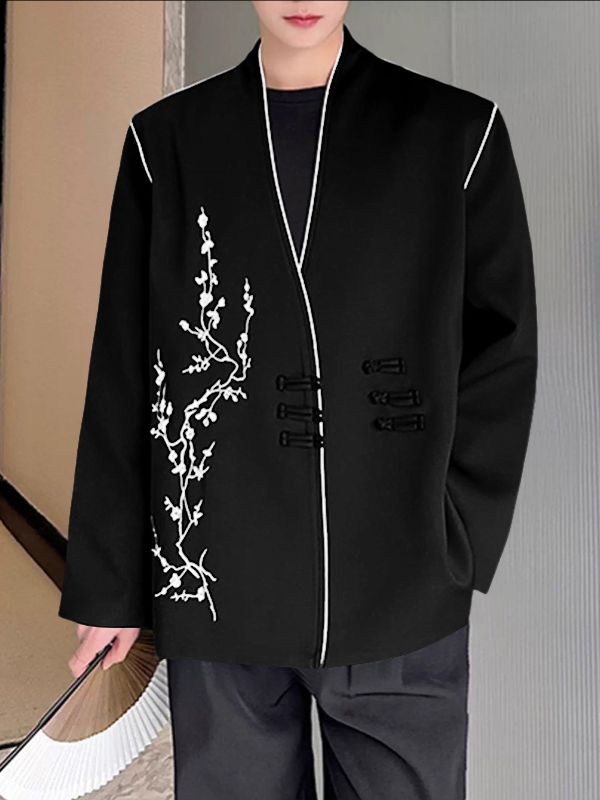 Men's New Chinese Style Frog Button Long Sleeve Cardigan SKUL37172