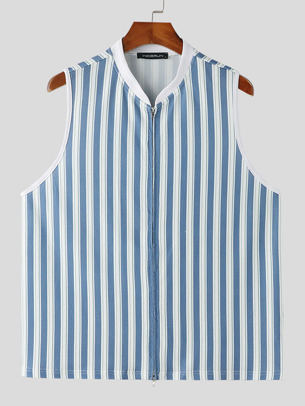 Mens Striped V-Neck Sleeveless Tank SKUK72839