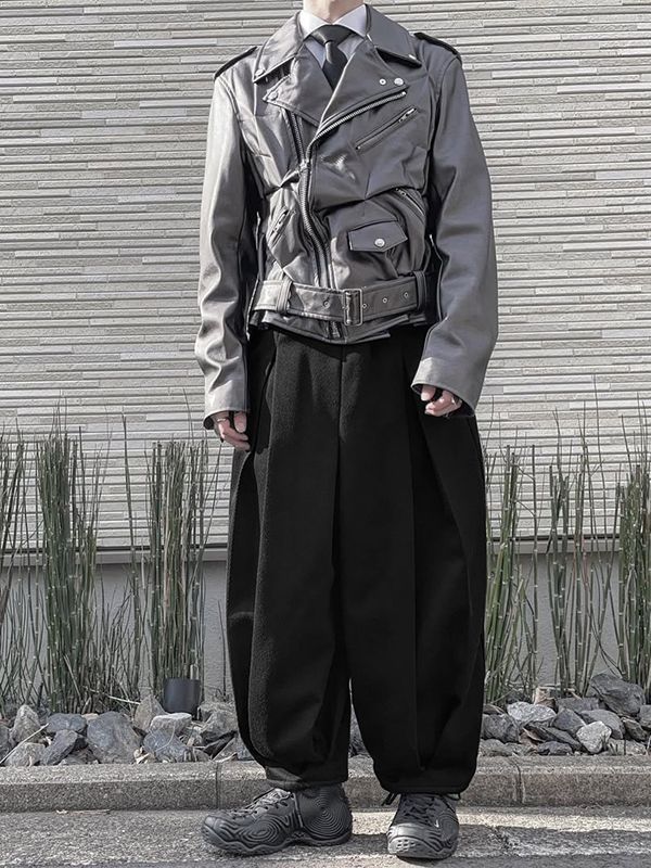 Men's Solid Color Pleated Loose Fit Pant SKUL48781