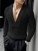 Men's Solid Color Textured Long Sleeve T-shirt SKUL50129