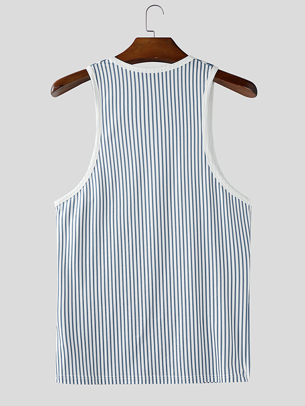 Men's Stripe Contrast Casual Tank SKUL24856