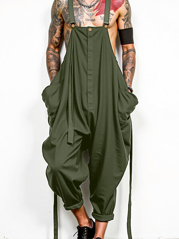 Mens Color-block Loose Sleeveless Jumpsuit SKUL03789