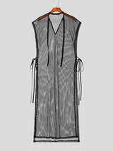 Mens Mesh See Through Tie Sleeveless Robe SKUK17383