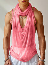 Mens Sexy Sheer Mesh Cowl Neck Tank SKUK71199