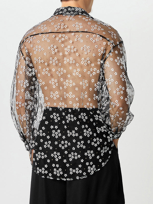 Mens See Through Mesh Floral Shirts SKUF11419